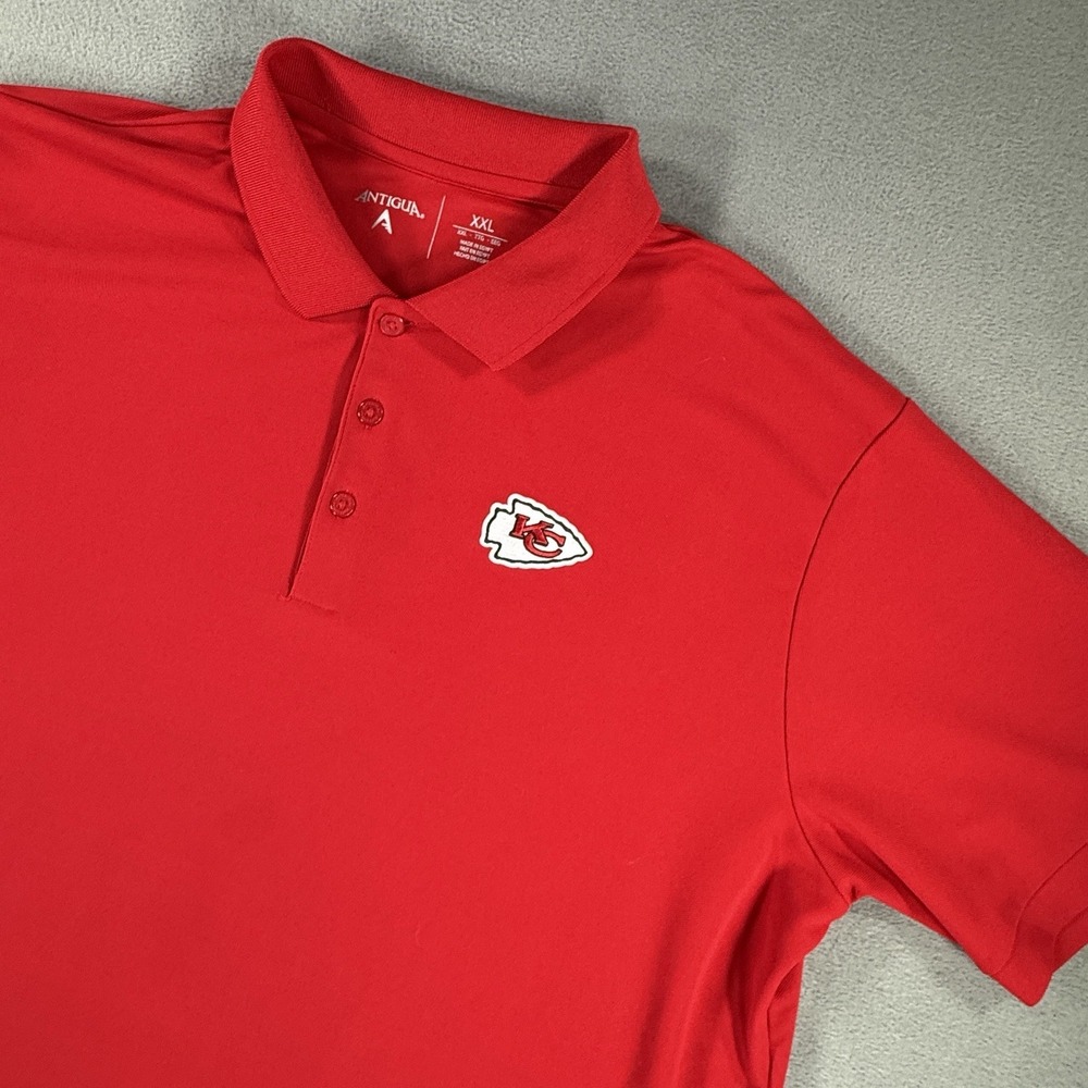 Kansas City Chiefs Antigua Polo Shirt 2XL Red Embroidered Logo NFL Mens